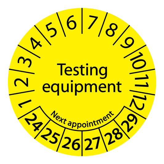 Multi-year test labels, test equipment monitoring, starting year: 2024 made of paper or plastic ES-PRPU-6-2024