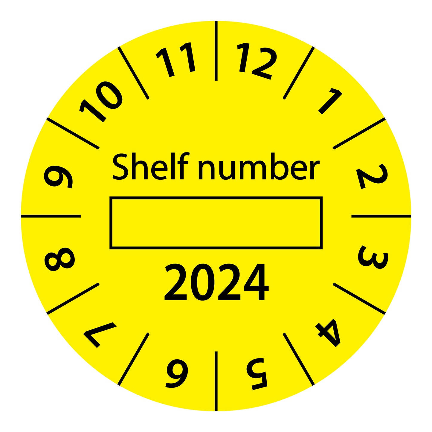 One-year inspection labels, shelf no. ...., Start year: 2024 made of paper or plastic ES-PRRNR-1-2024