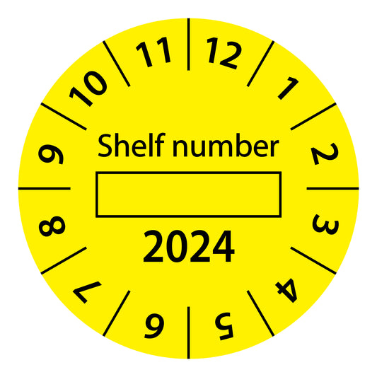 One-year inspection labels, shelf no. ...., Start year: 2024 made of paper or plastic ES-PRRNR-1-2024