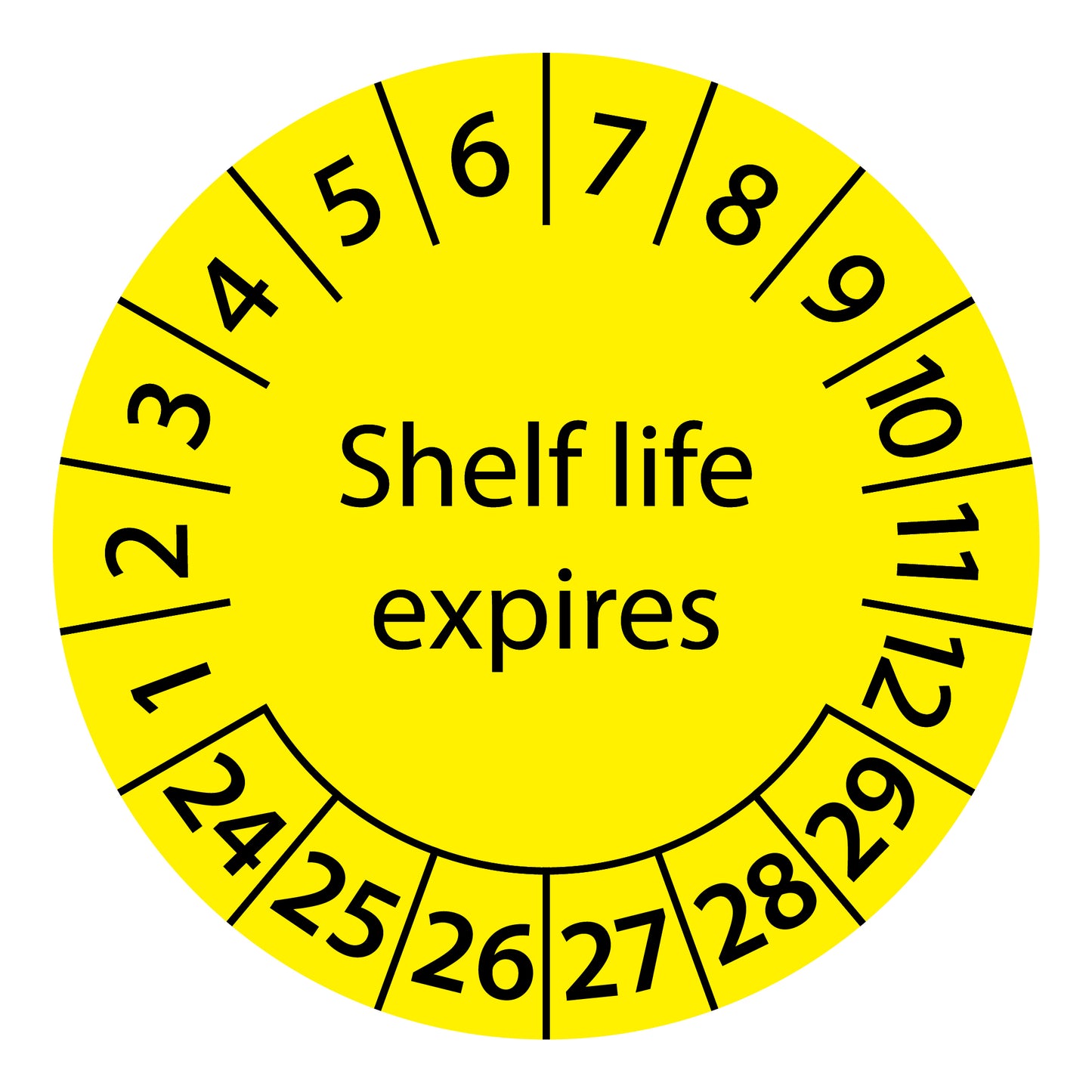 Multi-year test labels, shelf life expires, starting year: 2024 made of paper or plastic ES-PRSLEGB-6-2024
