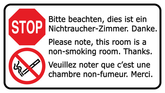 Smoking ban sticker "Non smoking rooms" 10-60 cm LH-RAUCHVERBOT-H-10000