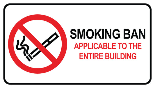 Smoking ban sticker "Smoking ban applicable to the entire bulding" 10-60 cm LH-RAUCHVERBOT-H-10100