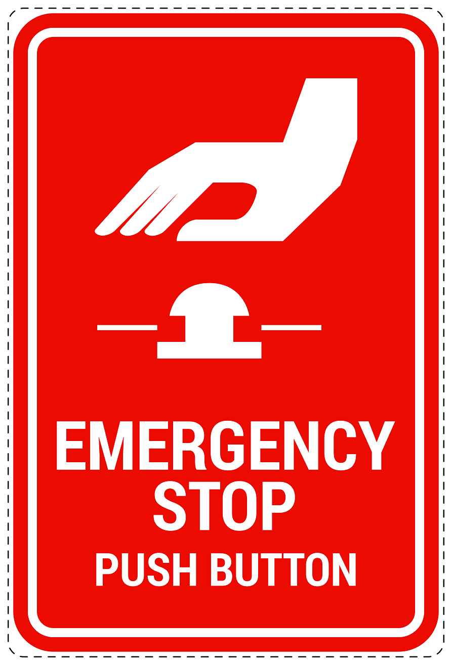 Emergency sticker "Emergency stop push button" 10-40 cm LH-SIE-4100-14