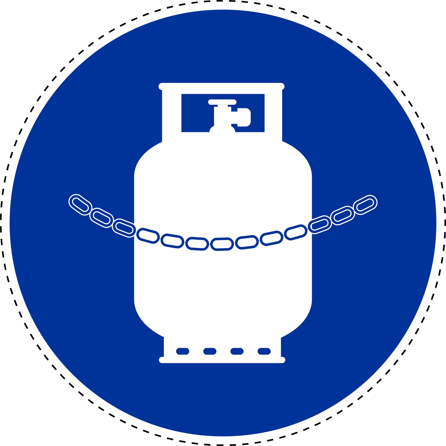 Mandatory sticker "Gas bottles with a chain" made of PVC plastic, ES-SIM1610