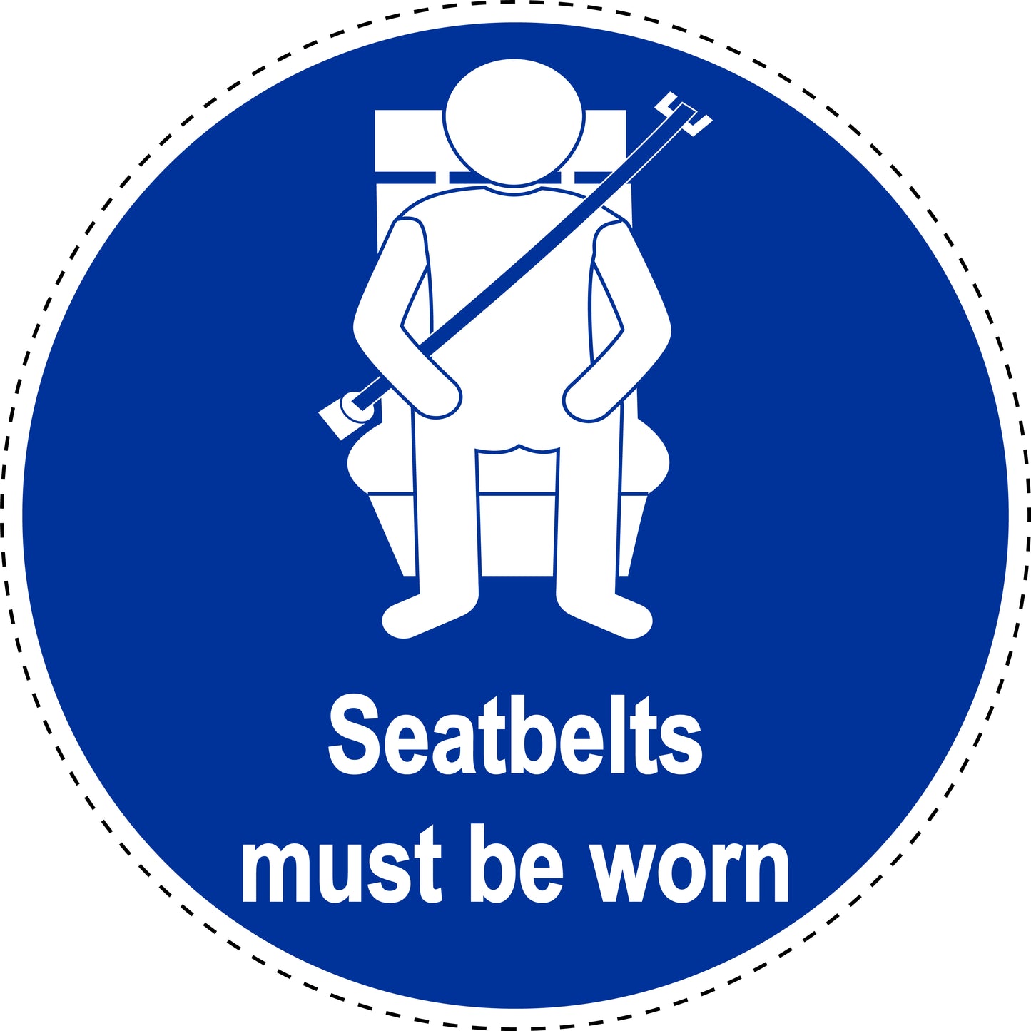 Mandatory sticker "Seat belts must be worn" made of PVC plastic, ES-SIM1620