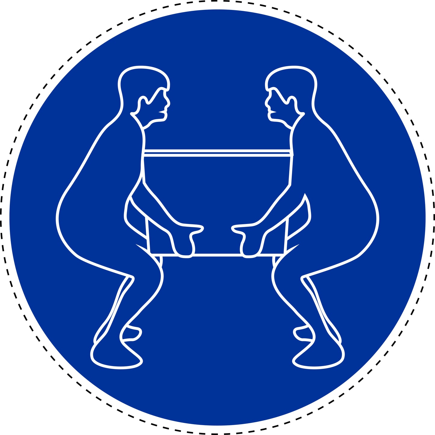 Mandatory stickers "Lifting heavy objects for two" made of PVC plastic, LH-SIM1680