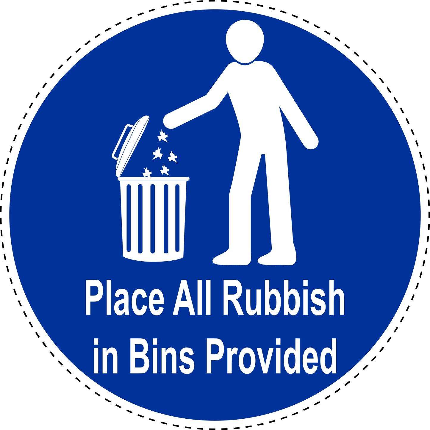 Mandatory sticker "Put all garbage in the containers provided" made of PVC plastic, ES-SIM1770