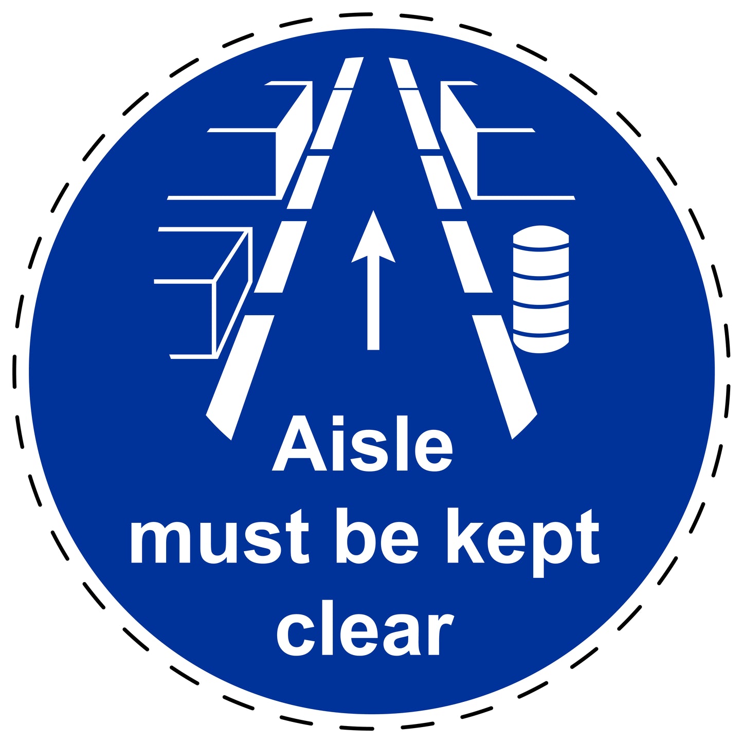 Mandatory sticker "Aisle must be kept clear" made of PVC plastic, ES-SIM1790