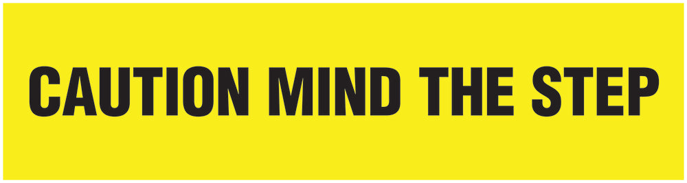 “Caution mind the step” Sticker 20-80 cm made of PVC plastic, LH-STUFE-10000-45x12-3-88