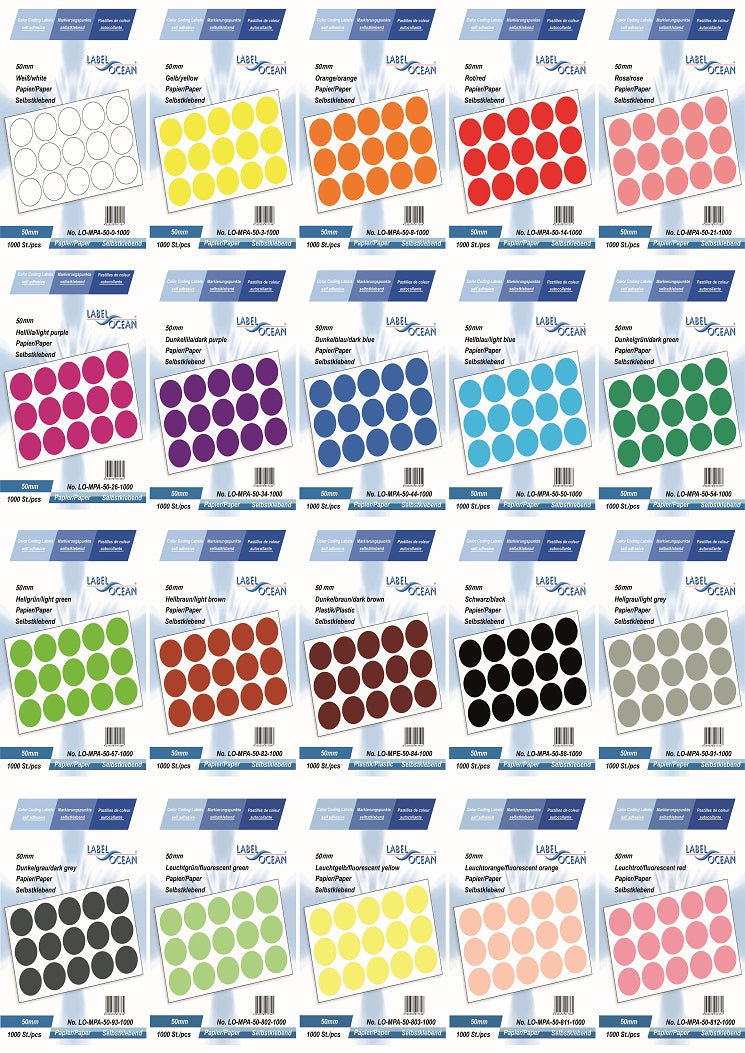 Marking dots 50 mm made of self-adhesive paper on a roll MPA-50