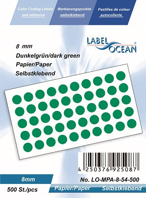 Marking points 8 mm made of self-adhesive paper on sheets of MPA-8