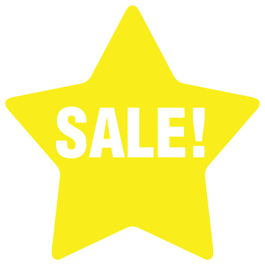Promotional stickers round star-shaped "Sale!" 10-60 cm LH-SALE-2000-ST-10-3-0