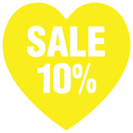 Promotional stickers heart shaped "Sale 10%" 10-60 cm LH-SALE-3010-HE-10-3-0