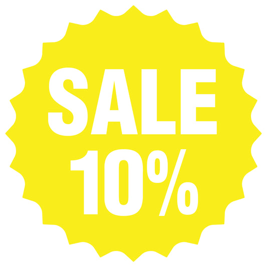 Promotional stickers round star-shaped "Sale 10%" 2-7 cm LH-SALE-3010-RS-10-3-0