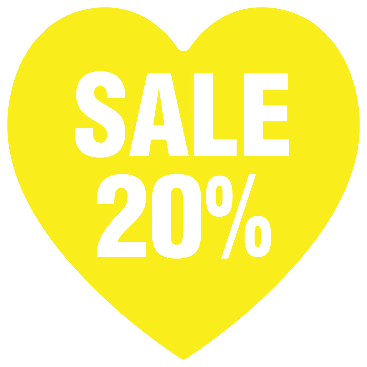 Promotional stickers heart shaped "Sale 20%" 10-60 cm LH-SALE-3020-HE-10-3-0