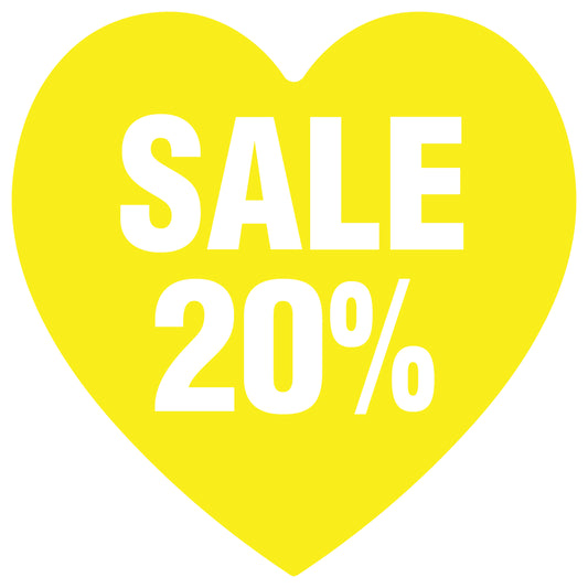 Promotional stickers heart shaped "Sale 20%" 2-7 cm LH-SALE-3020-HE-10-3-0