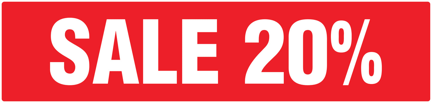 Promotional stickers rectangular "Sale 20%" 10-60 cm LH-SALE-3020-RE-50x12-14-0