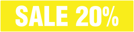 Promotional stickers rectangular "Sale 20%" 2-7 cm LH-SALE-3020-RE-50x12-3-0