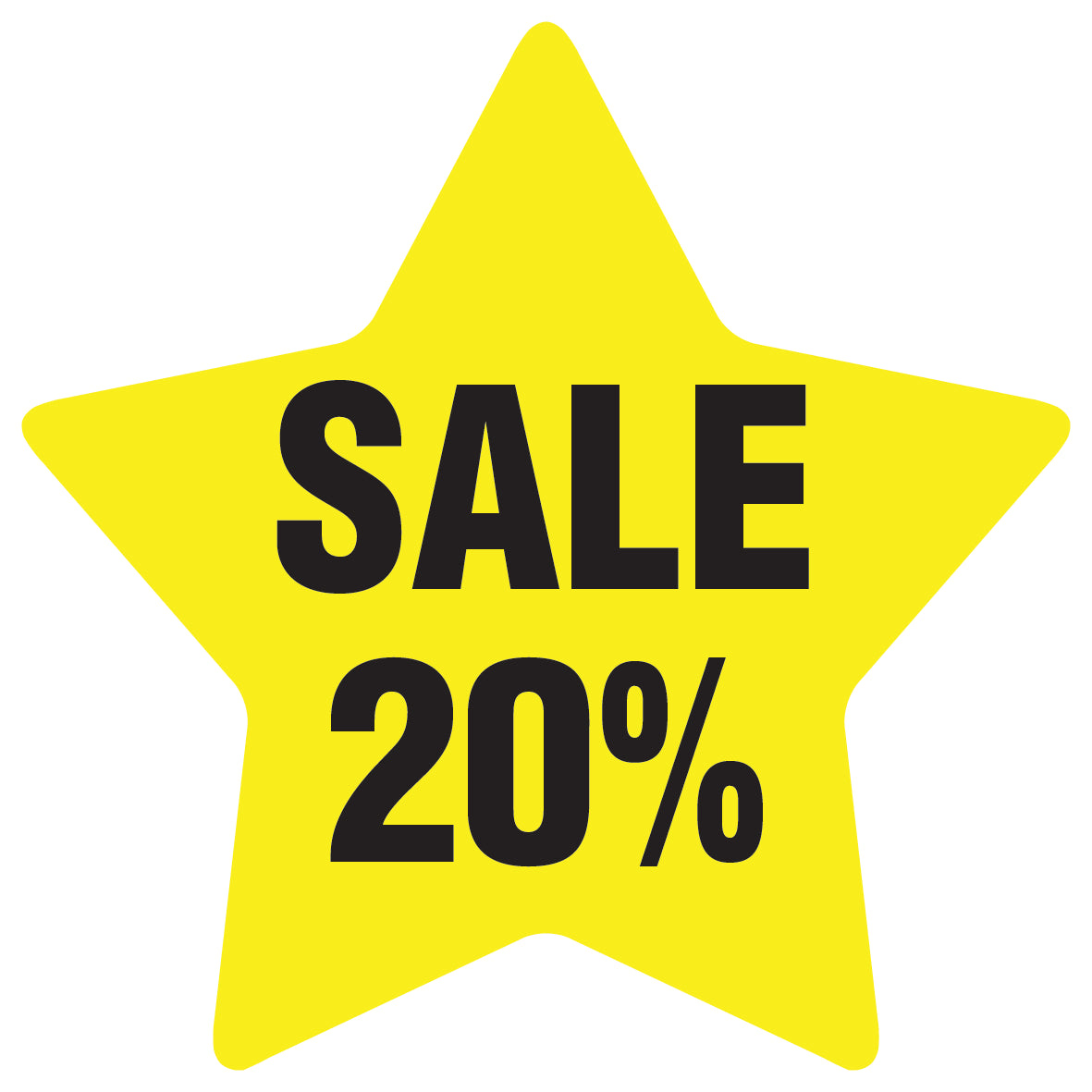 Promotional stickers round star-shaped "Sale 20%" 10-60 cm LH-SALE-3020-ST-10-3-88
