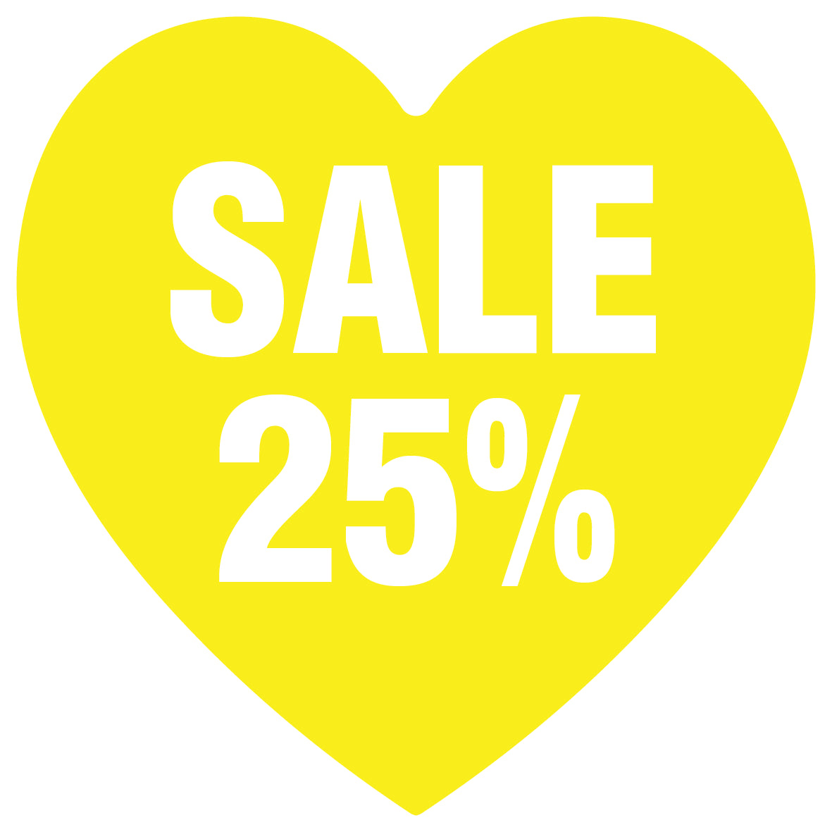 Promotional stickers heart shaped "Sale 25%" 10-60 cm LH-SALE-3025-HE-10-3-0