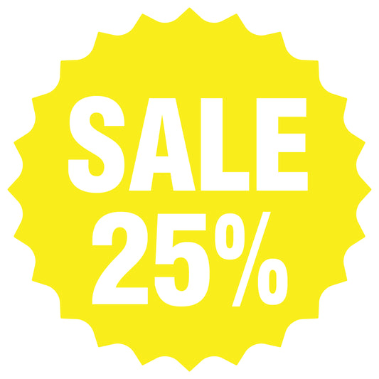 Promotional stickers round star-shaped "Sale 25%" 2-7 cm LH-SALE-3025-RS-10-3-0