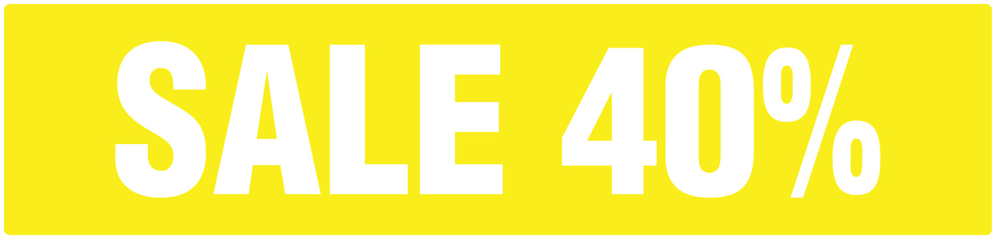 Promotional stickers rectangular "Sale 40%" 2-7 cm LH-SALE-3040-RE-50x12-3-0