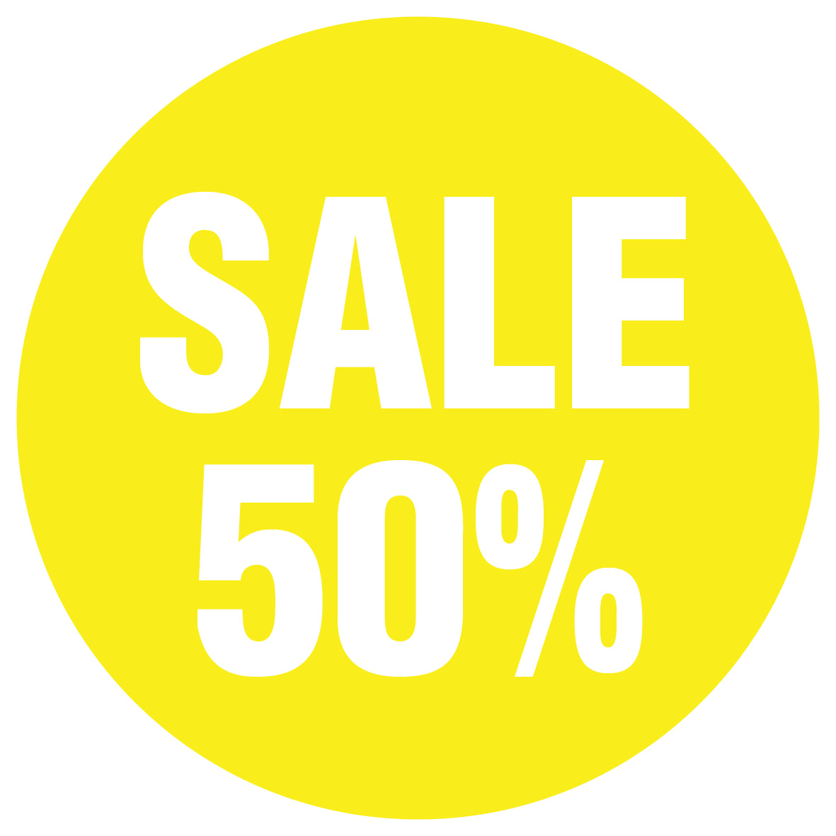 Promotional stickers round 2 "Sale 50%" 2-7 cm LH-SALE-3050-RU-10-3-0