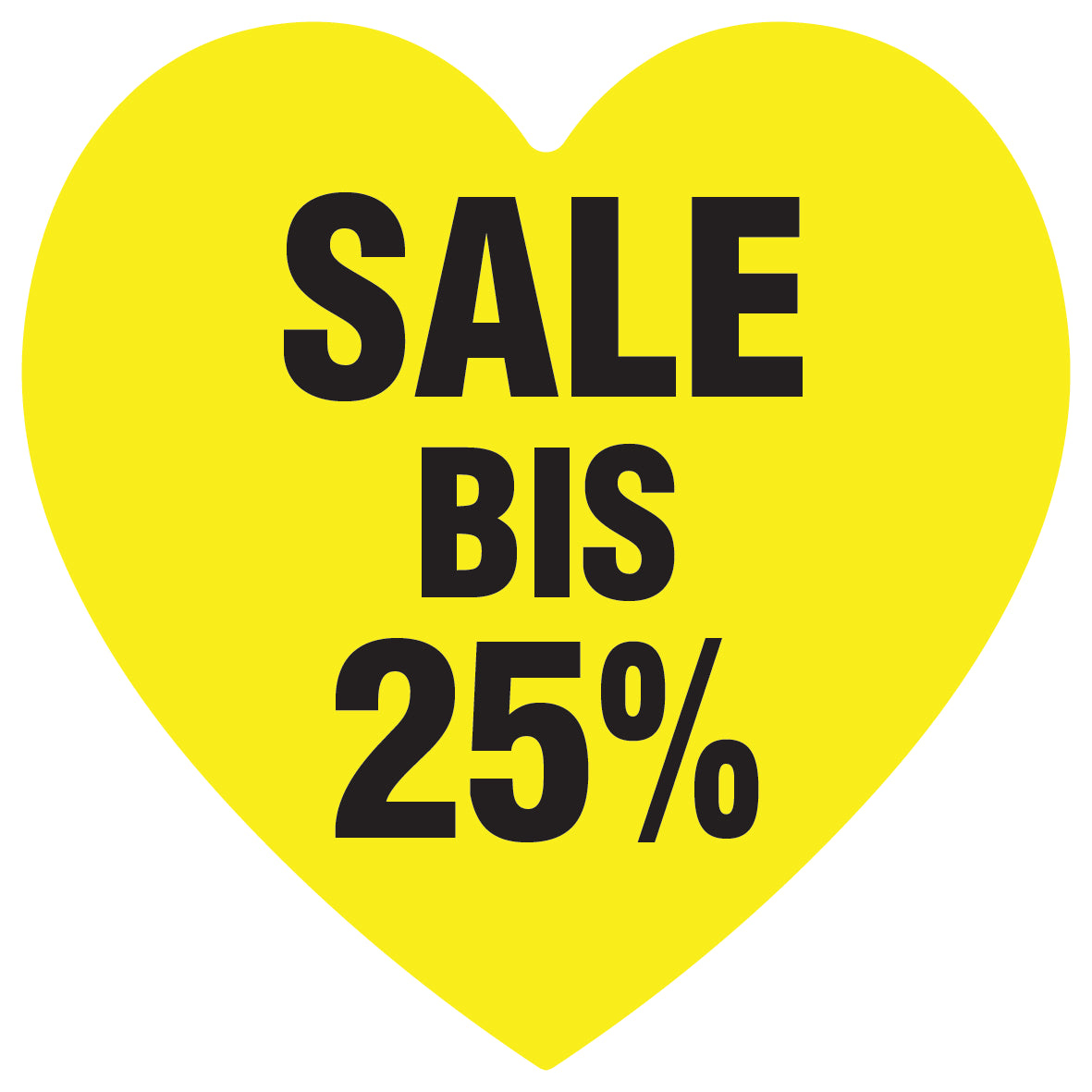 Promotional stickers heart shaped "Sale bis 25%" 2-7 cm LH-SALE-4025-HE-10-3-88