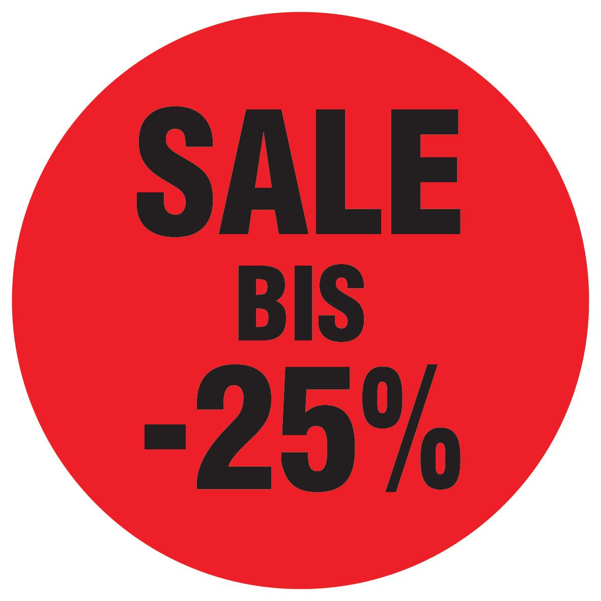 Promotional stickers round 2 "Sale bis -25%" 2-7 cm LH-SALE-4025-RU-10-14-88