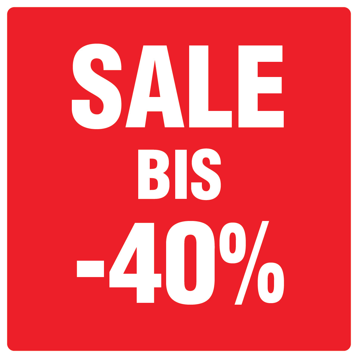 Promotional stickers square"Sale bis -40%" 10-60 cm LH-SALE-4040-QU-10-14-0