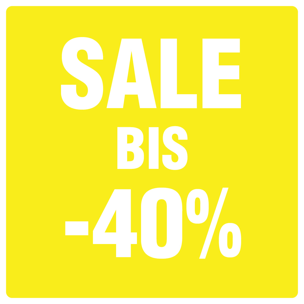 Promotional stickers square"Sale bis -40%" 10-60 cm LH-SALE-4040-QU-10-3-0