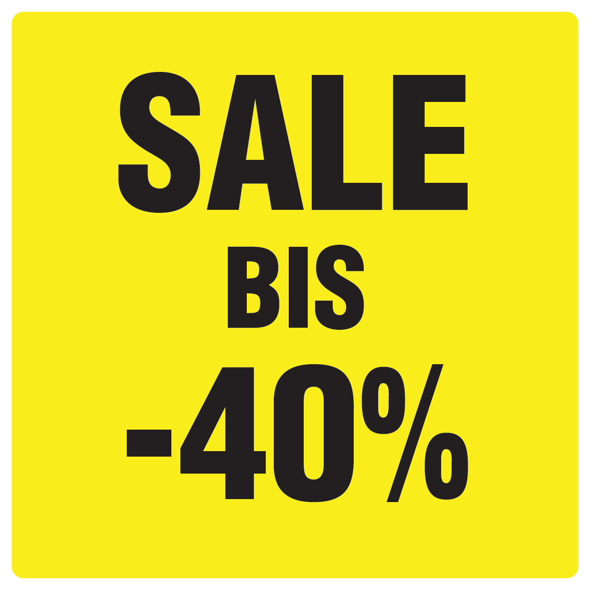 Promotional stickers square"Sale bis -40%" 2-7 cm LH-SALE-4040-QU-10-3-88