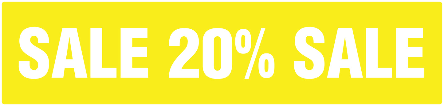 Promotional stickers rectangular "Sale 20% sale" 10-60 cm LH-SALE-5020-RE-50x12-3-0