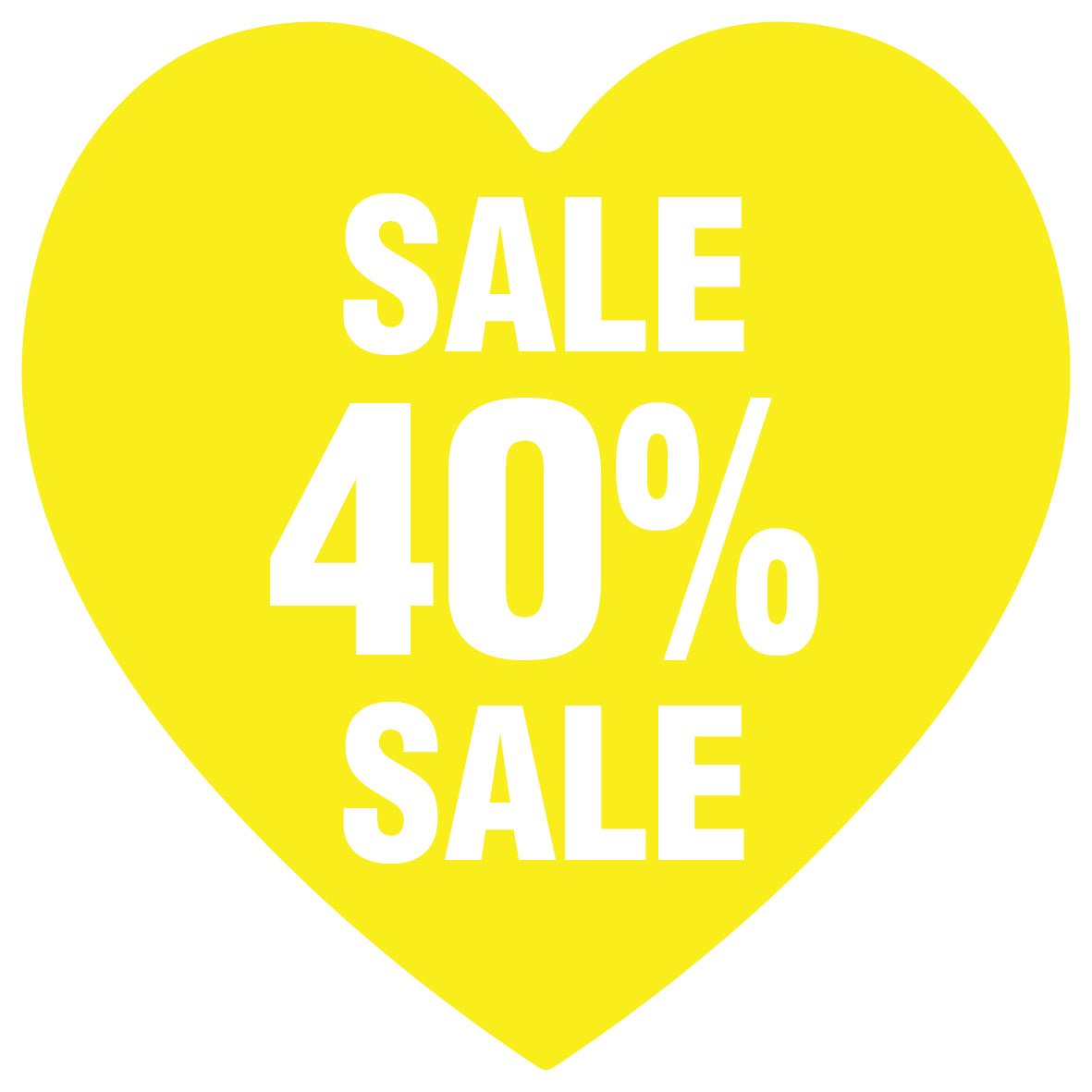 Promotional stickers heart shaped "Sale 40% sale" 2-7 cm LH-SALE-5040-HE-10-3-0