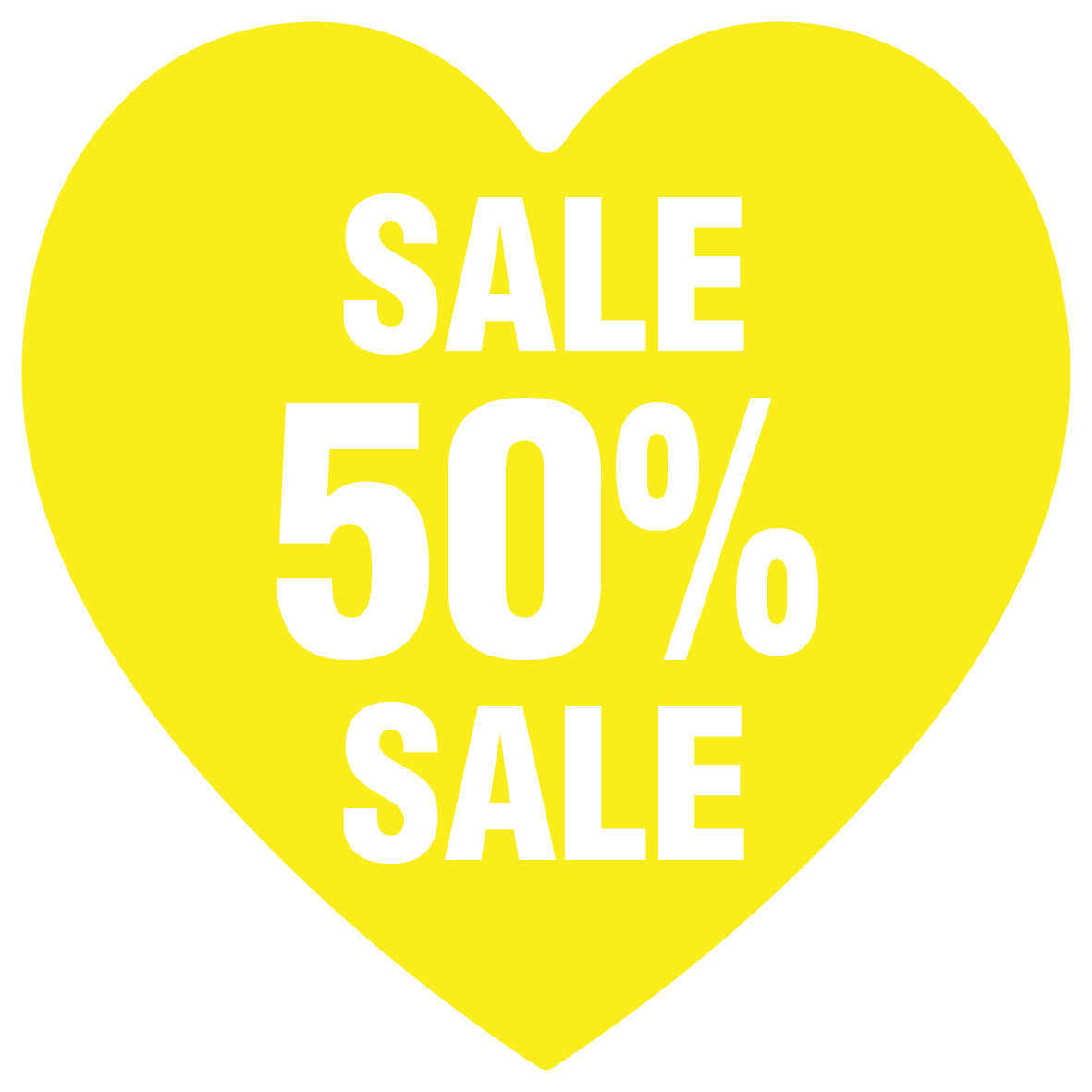 Promotional stickers heart shaped "Sale 50% sale" 2-7 cm LH-SALE-5050-HE-10-3-0