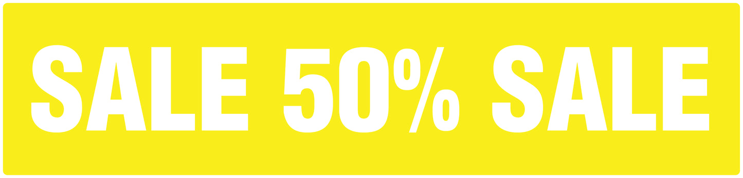 Promotional stickers rectangular "Sale 50% sale" 10-60 cm LH-SALE-5050-RE-50x12-3-0