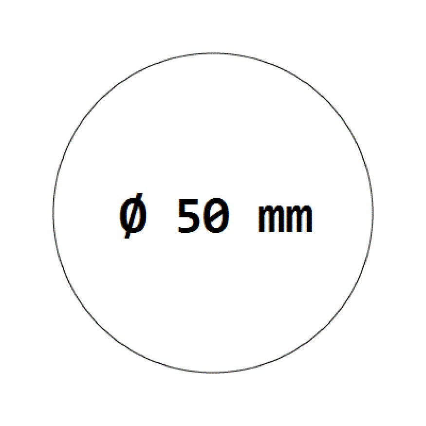 Thin closing labels 50 mm round made of transparent film, self-adhesive on a roll LH-VPETS-50/ LO-VPETS-50