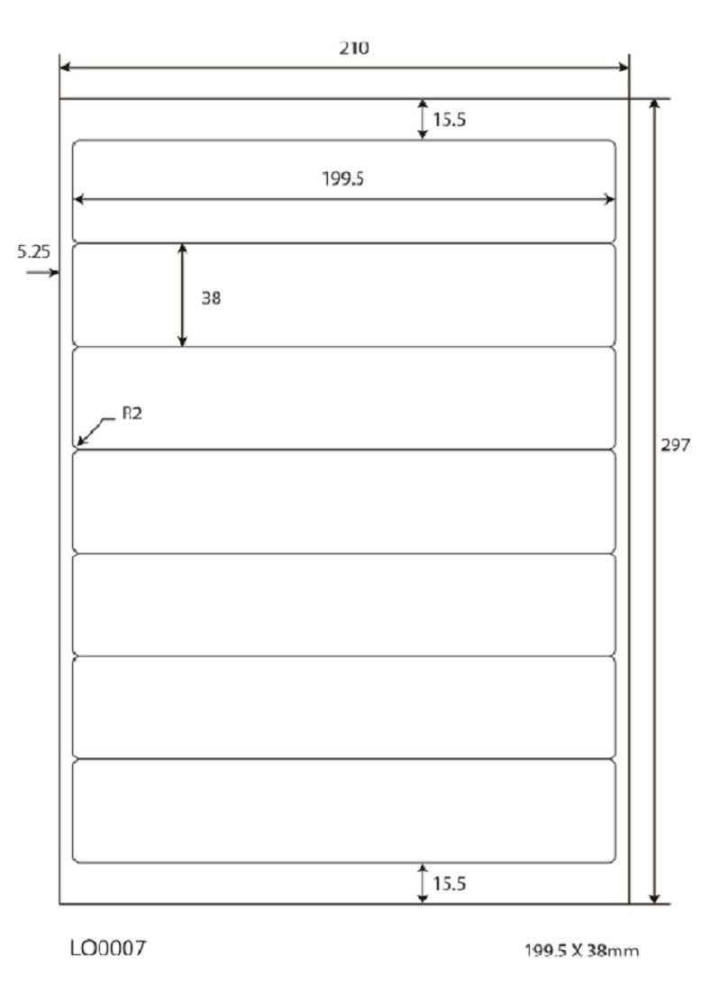 100 DIN A4 sheets 199.5x38 mm 70g ES-0007-70-0