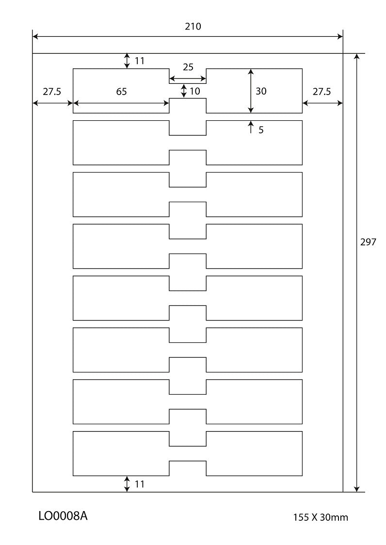 100 DIN A4 sheets 155x30 mm 70g ES0008A-70-0