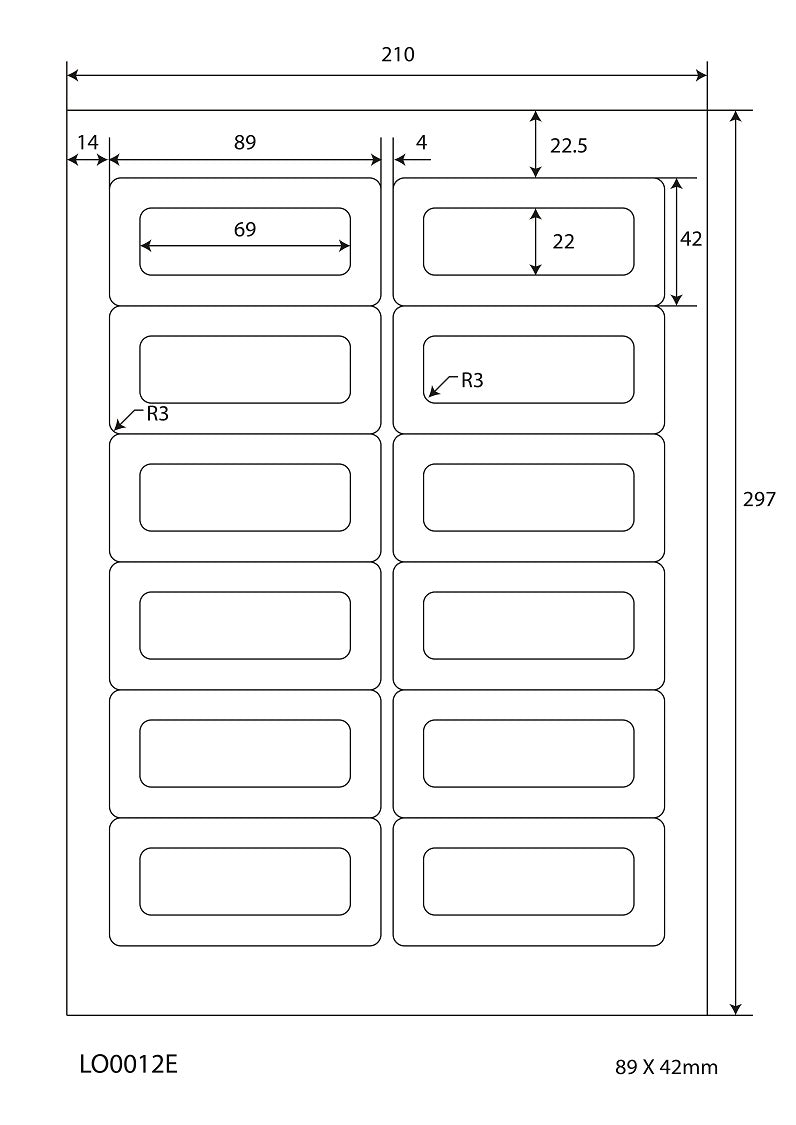 100 DIN A4 sheets 89x42mm 70g ES0012E-70-0