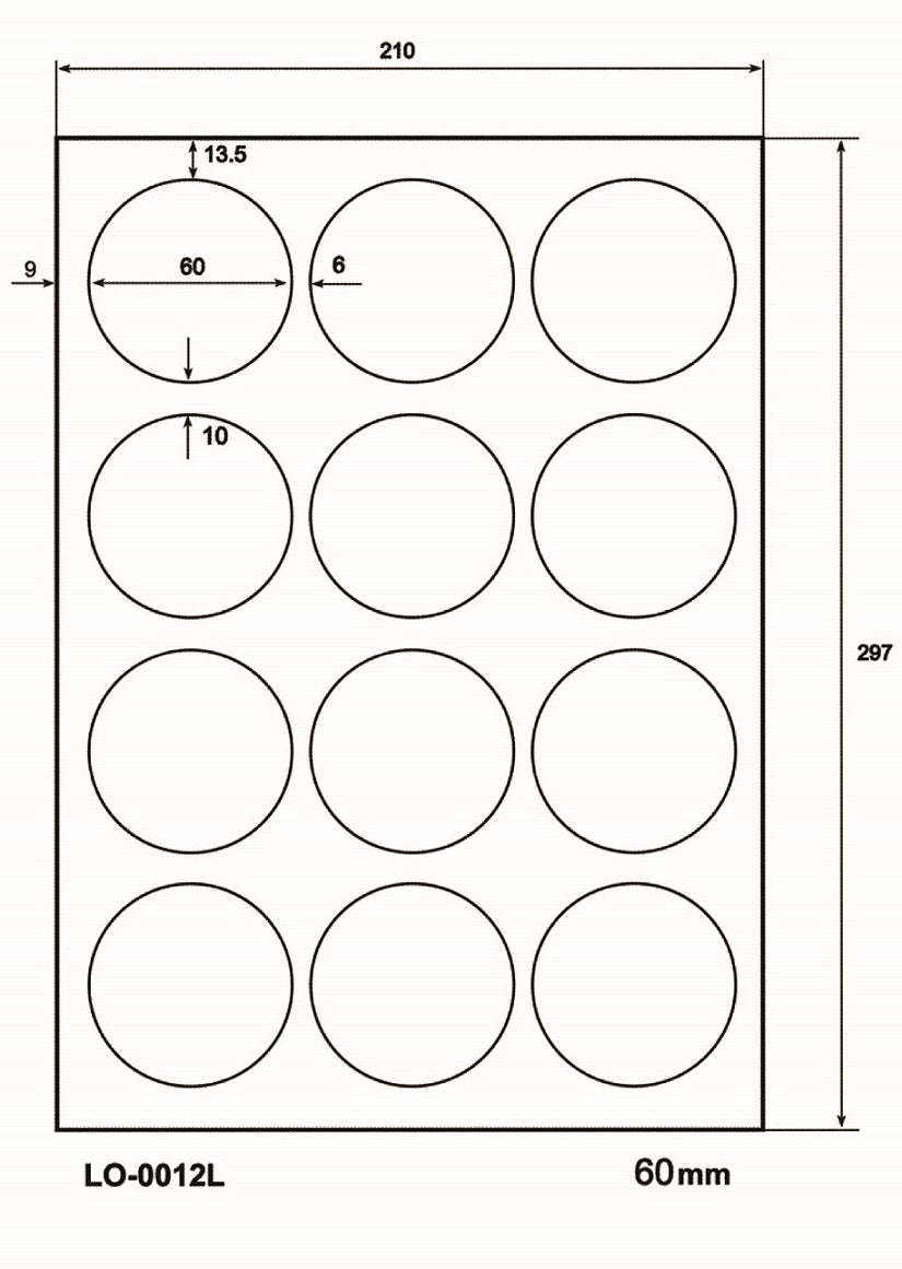 100 DIN A4 sheets 60mm round 70g ES-0012L-70-0