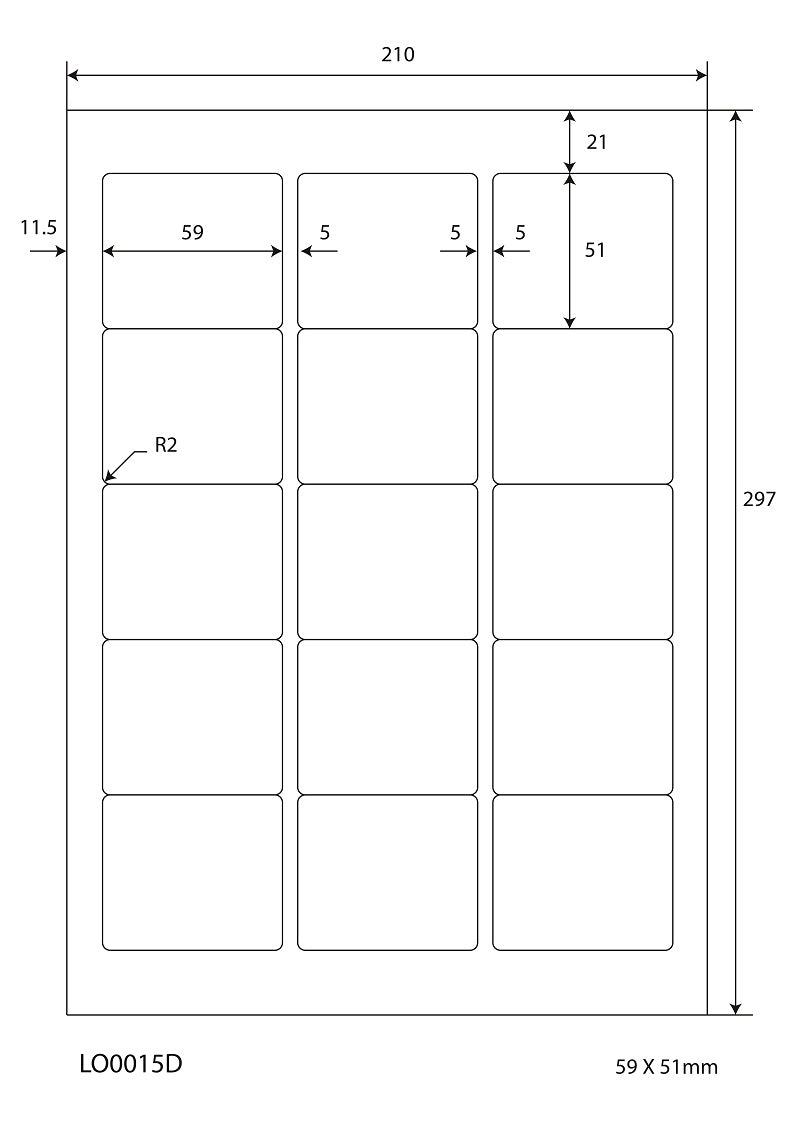 1500 stickers 59x51mm printed according to your wishes matt or glossy ES-0015-D