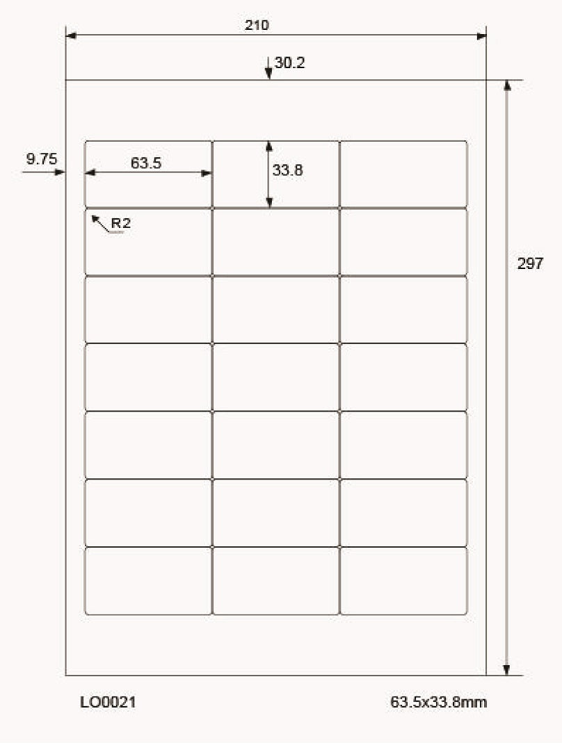 100 DIN A4 sheets 63.5x33.8mm 70g ES0021-70-0