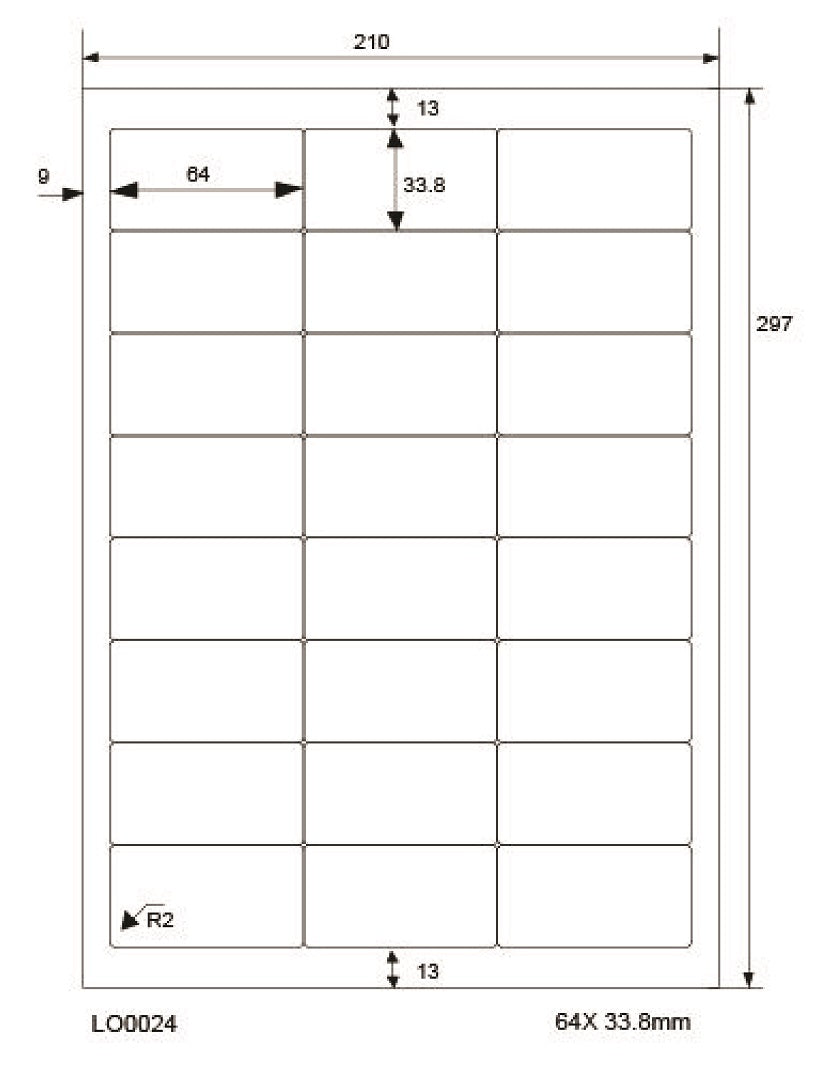 100 DIN A4 sheets 64x33.8mm 70g ES0024-70-0