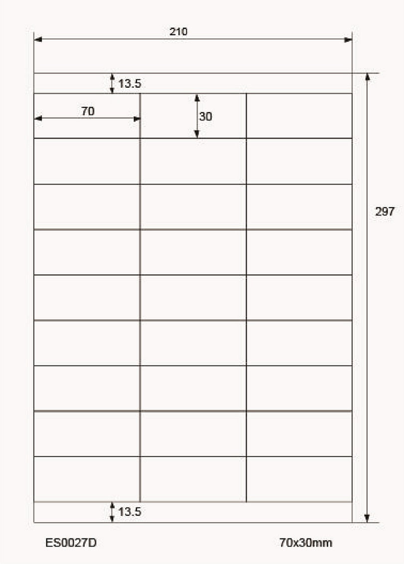 2700 universal labels 70x30mm, on 100 Din A4 sheets, glossy, self-adhesive LO-0027-D-80
