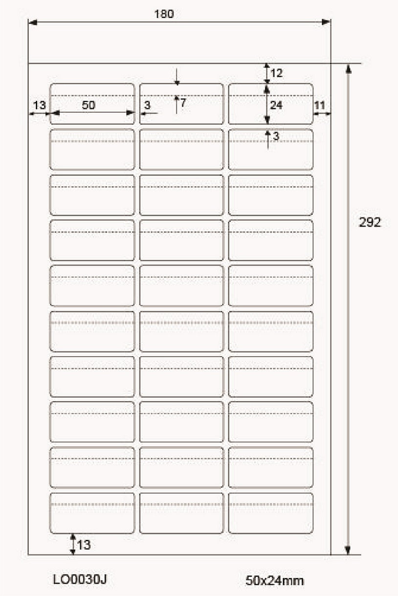 3000 stickers 50x24mm printed according to your wishes matt or glossy ES-0030-J