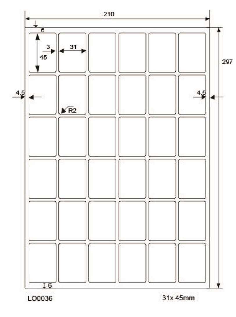 100 DIN A4 sheets 31x45mm 70g ES0036-70-0