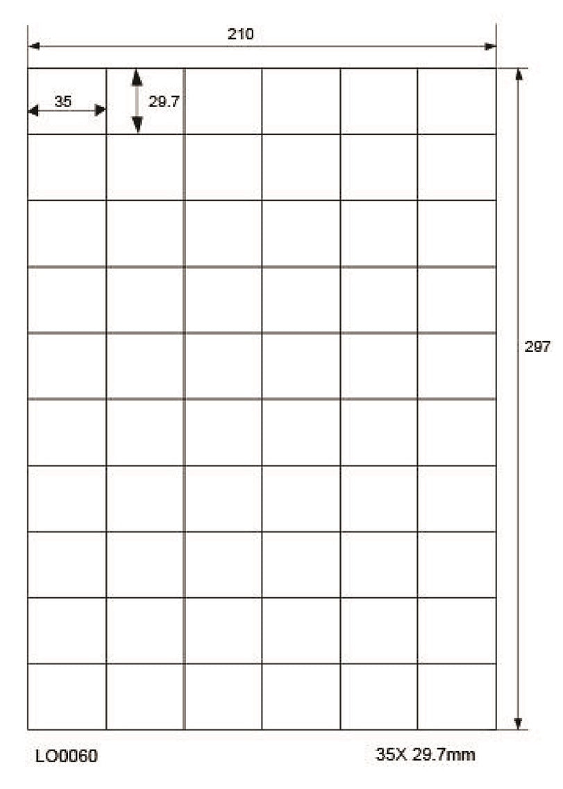 6000 universal labels 35x29.7mm, on 100 DIN A4 sheets, glossy, self-adhesive LO-0060-80