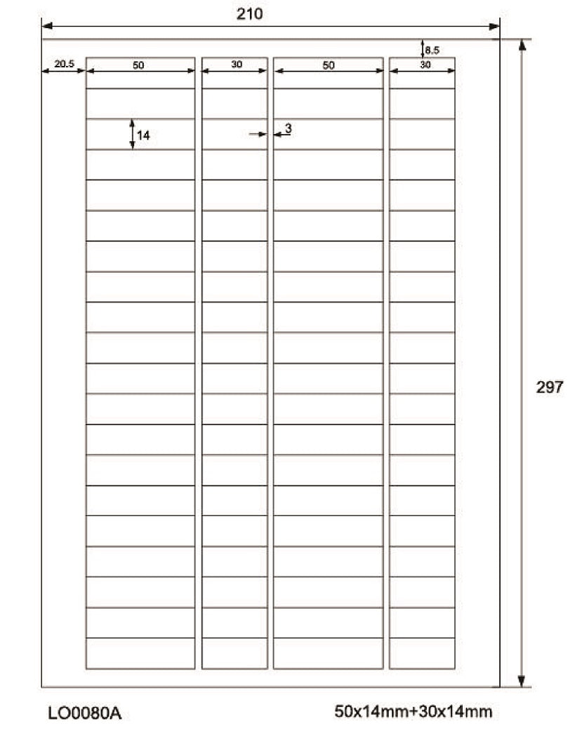 8000 stickers 50x14mm printed according to your wishes matt or glossy ES-0080-A