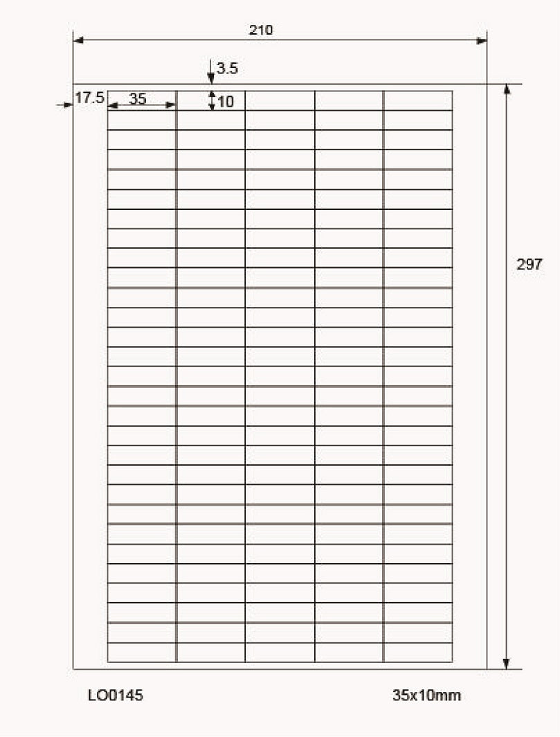 14500 universal labels 35x10mm, on 100 DIN A4 sheets, glossy, self-adhesive LO-0145-80